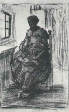 Interni Con Contadina Cucito 1885 3