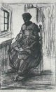 Inredning med Peasant Woman Sewing 1885 3