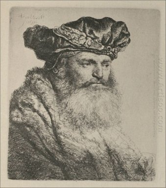 En gammal man som bär en rik Velvet Cap 1637