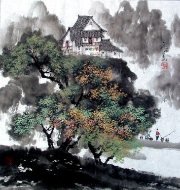 Pohon Dan Buillding - Lukisan Cina