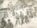 La gente che cammina davanti innevata Cottage 2 1890