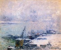 Der Pont Henri IV Notre Dame de Paris im Schnee