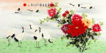 Crane - Pfingstrosen - chinesische Malerei