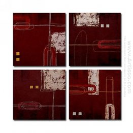 Hand-Dicat Lukisan Abstrak Oil - Set 4