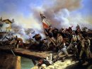 Napoleon Bonaparte leading his troops over the bridge of Arcol