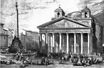 Het Pantheon in Rome, tekenen door Leitch, gravure door WB Cooke