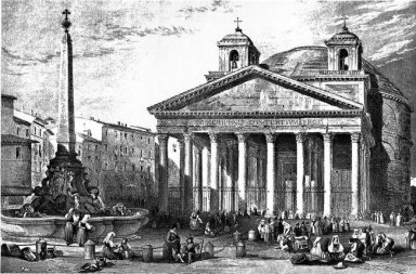 O panteão em Roma, desenhando por Leitch, gravura por WB Cooke