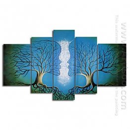 Hand-Dicat Lukisan Abstrak Oil - Set Dari 5