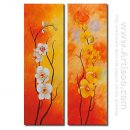 Pintados à mão pintura a óleo floral - conjunto de 2