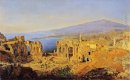 La ruina del teatro griego de Taormina, Sicilia