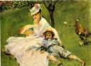 Camille Monet Dan Her Son Jean In The Garden At Argenteuil