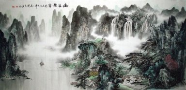 Gebergte, river - Chinees schilderij