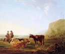 Landscape dengan sapi beristirahat
