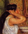Frau, die ihr Haar 1908