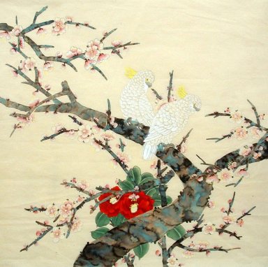 Plum & Birds - Peinture chinoise