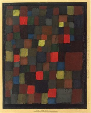 Abstrakt Färg Harmoni I Squares Med Vermillion accenter 1924