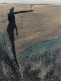 Femme nue coupe tenant une
