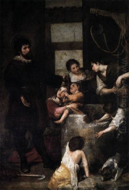 St Isidore sparar ett barn som hade fallit i en brunn