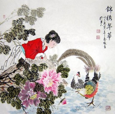 Vackra Lady, Fasaner - kinesisk målning