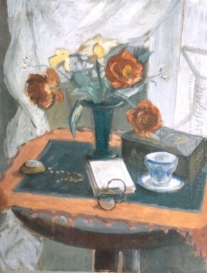 Still Life With Peonies and Clock