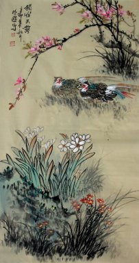 Faisan et fleurs - peinture chinoise