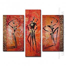 Tangan-Dicat Lukisan Oil Orang Oversized Lebar - Set 3