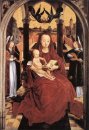 Virgin e criança Enthroned com dois anjos musicais de 1467