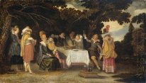 Elegant company dining in the open air