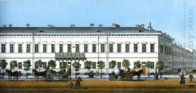 Demidov hotel. Fragment van \"Panorama van de Nevsky Prospect\"