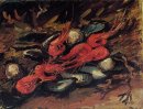 Stillleben mit Muscheln und Garnelen 1886