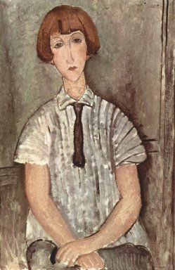 Giovane ragazza in una camicia a strisce 1917