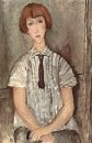Giovane ragazza in una camicia a strisce 1917