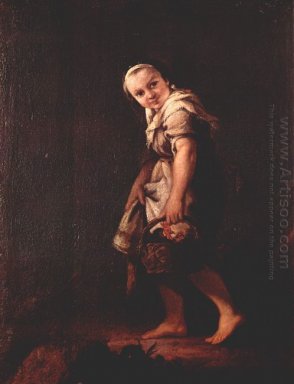Una muchacha del pastor con una cesta