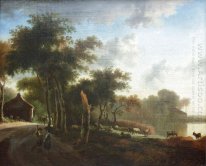 Paysage avec des bergers