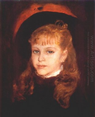 Mädchen mit einem rosa Feder 1876