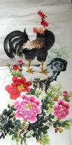 Chicken & Peony - la pintura china