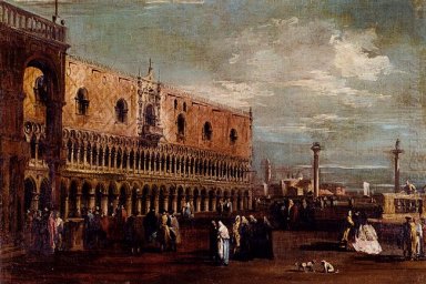 Venedig, en beskåda av Piazzetta Looking South med Palazzo D