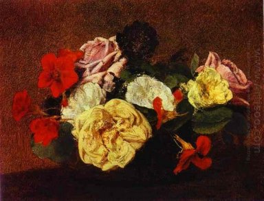 Des Roses Et Des Capucines Dans Un Vase 1883