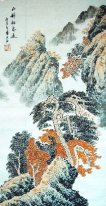 Landscape with pines - Chinese Painting