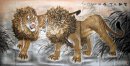 Leão-Leão Duplo ganhar o mundo - Pintura Chinesa