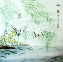 Birds & Willow - Pintura Chinesa