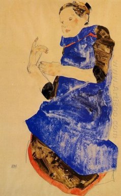 flicka i ett blått förkläde 1912