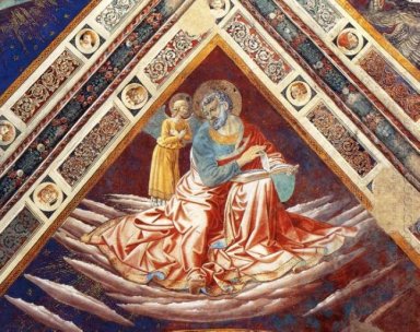 Matteus Detalj av fyra evangelisterna 1465