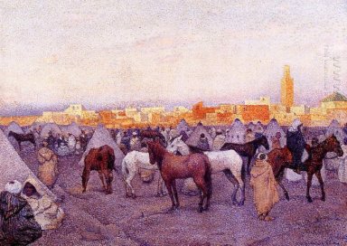 Accampamento vicino ad un marocchino Village 1888