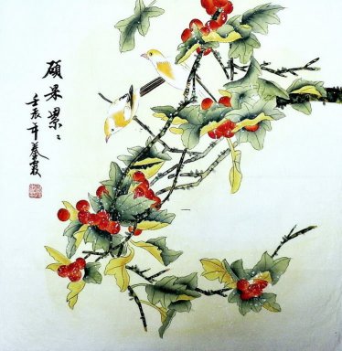 Buah & Burung - Lukisan Cina