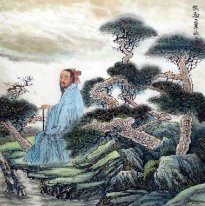 Gaoshi bajo la pintura pinos-Chino