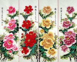 Empat-Warna-Peony-Fourinonee - Lukisan Cina