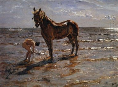 Bañar a un caballo 1905