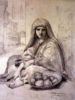 Algerijnse Meisje Verkoop granaatappels