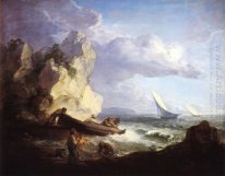 Orilla del mar con los pescadores 1781